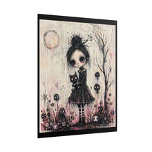 Load image into Gallery viewer, Rolled Poster — Gothic Girl with Cat Art Print