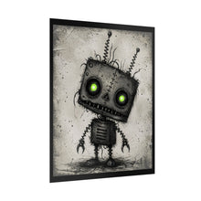Load image into Gallery viewer, Robot Poster — Creepy Cute Green-Eyed Sketch Art Print (Rolled Poster)
