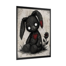 Load image into Gallery viewer, Rolled Poster — Gothic Cute Stitched Bunny with Heart & Rose Wall Art