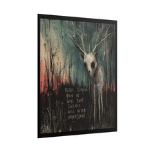 Load image into Gallery viewer, Rolled Poster — Moody Forest Deer Art Print with 'People Survive Pain...' Quote