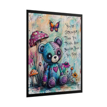Load image into Gallery viewer, Creepy Cute Patchwork Bear Art Print – "You're Stronger Than You Think And Braver Than You Feel" Wall Decor