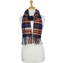 Load image into Gallery viewer, Plaid Cashmere Feel Scarf 12-pack Navy/coco