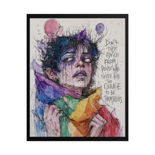 Load image into Gallery viewer, "Courage To Be Themselves" Pride Art | Fine Line Sketch Huddled Figure Poster