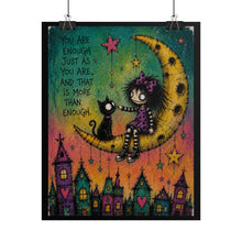 Load image into Gallery viewer, "You Are Enough" Pride Art | Whimsical Crescent Moon Poster