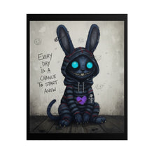 Load image into Gallery viewer, Creepy Cute Bunny Poster – "Every Day Is A Chance To Start Anew" Rolled Art Print