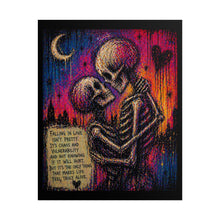 Load image into Gallery viewer, Skull Couple Poster - "Falling in Love" Romantic Gothic Art Print (Rolled Poster)