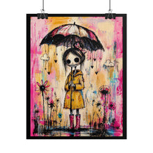 Load image into Gallery viewer, Gothic Raingirl Art Poster — Cute Dark Umbrella Illustration