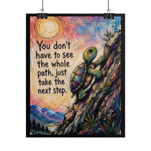 Load image into Gallery viewer, "Take the Next Step" Turtle Art Print - Inspirational Mountain Climbing Wall Decor