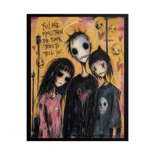 Load image into Gallery viewer, Gothic Skeleton Trio Art Print – "You Are More Than The Dark Tries To Tell You" Affirmation Wall Decor