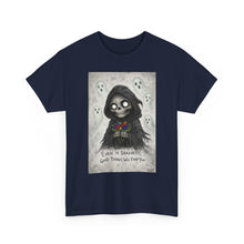 Load image into Gallery viewer, Skull Reaper Tee — “Even in Darkness… Good Things Will Find You” Gothic Halloween T-Shirt