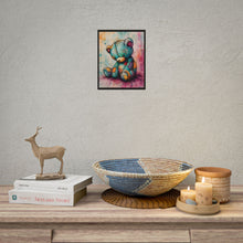 Load image into Gallery viewer, Cute Teddy Bear Wall Art - Whimsical Patchwork Stuffed Animal Canvas Poster