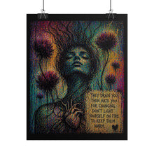 Load image into Gallery viewer, Emotive Surreal Heart Poster – "They Drain You..." Rolled Art Print