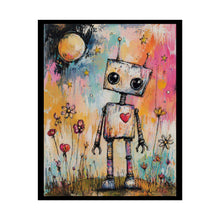 Load image into Gallery viewer, Cute Robot Art Poster – Whimsical Heart Robot in Colorful Floral Night