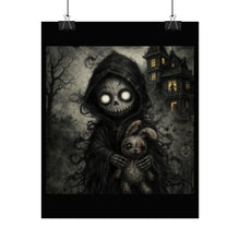 Load image into Gallery viewer, Creepy Child Reaper Poster — Gothic Haunted House Rolled Art Print