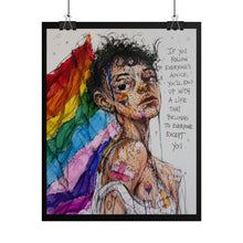 Load image into Gallery viewer, "Version of Success" Pride Wall Art | Fine Line Sketch Rainbow Blindfold Poster