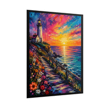Load image into Gallery viewer, Vibrant Coastal Lighthouse Sunset Poster - Colorful Ocean View Wall Decor