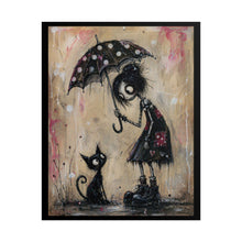 Load image into Gallery viewer, Rolled Poster - Whimsical Girl with Umbrella & Cat Art Print