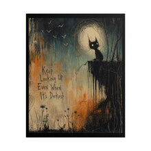 Load image into Gallery viewer, Rolled Poster — "Keep Looking Up Even When It's Darkest" Gothic Cat Art Print