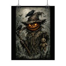 Load image into Gallery viewer, Halloween Pumpkin Scarecrow Poster — Spooky Jack-O'-Lantern Wall Art (Rolled Poster)