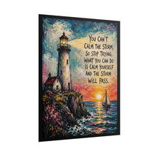 Load image into Gallery viewer, "Calm Yourself" Inspirational Lighthouse Poster – Ocean Wall Art Print
