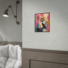 Load image into Gallery viewer, Rolled Poster — Whimsical Black Cat Art Print (Colorful Abstract, Cute Cat Wall Decor)