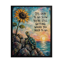 Load image into Gallery viewer, Inspirational Turtle Sunset Poster – "It's Okay to Go Slow" Framed Print
