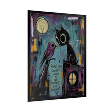 Load image into Gallery viewer, Romantic Night Owl Rolled Poster — "Real Love Doesn't Need to Be Perfect, Just Present" Art Print