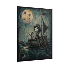 Load image into Gallery viewer, Pirate Crew Moonlit Boat Poster - Whimsical Gothic Wall Art