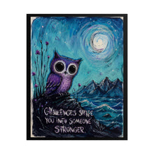 Load image into Gallery viewer, "You Grow When You Face What's Hard" Owl Wall Art | Gothic Full Moon Print