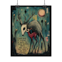 Load image into Gallery viewer, Rolled Poster — Whimsical Deer & Fawn Art Print with Inspiring Quote