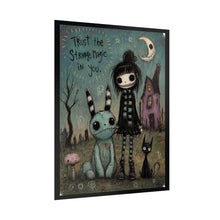 Load image into Gallery viewer, Rolled Poster — “Midnight Muse” Goth Girl with Black Cats Art Print