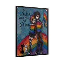 Load image into Gallery viewer, Emo Couple Rainbow Pride Art Print - "Life Is Better When You Love Out Loud"