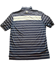 Load image into Gallery viewer, FJ FootJoy Shirt Adult Extra Large Navy Blue Striped Fripp Island Golf Polo Mens