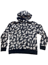 Load image into Gallery viewer, Nike Sweatshirt Adult Medium Black White Hoodie Allover Print Fleece Swoosh Mens