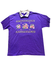 Load image into Gallery viewer, VTG Flower Shirt Womens Extra Large Purple Collared Oversized Single Stitch USA