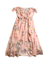 Load image into Gallery viewer, Socialite Dress Womens Extra Large Peach Ruffle Wrap Midi Asymmetric Boho Flared