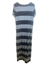 Load image into Gallery viewer, Caslon Dress Womens Large Black Gray Drawstring 100% Rayon Maxi Lagenlook
