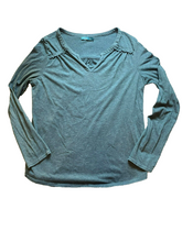 Load image into Gallery viewer, Prana Shirt Womens Extra Large Teal Ruffle Trim Nitty Blouse Casual Ladies