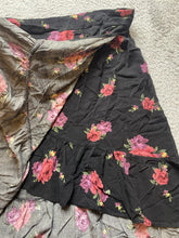Load image into Gallery viewer, Torrid Skirt Womens 1 (35" Waist) Black AOP Flower Boho Faux Wrap Hi Low Rayon