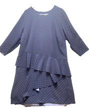 Load image into Gallery viewer, Eliza J Dress Womens 20W Navy White Polkadots Ruffle Trim Sheath Boho Plus Lady
