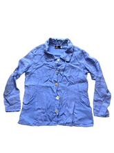 Load image into Gallery viewer, Fenini Shirt Womens Small Light Blue Button Up Linen Oversized Blouse Ladies