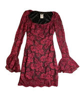 Load image into Gallery viewer, Guess Dress Womens 0 Red Lace Bell Sleeve Nylon Spandex Boho Party Casual Ladies