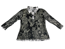 Load image into Gallery viewer, Alberto Makali Shirt Womens Medium White Black Collared Grunge Lined Blouse Goth