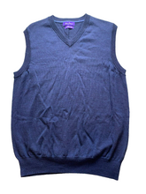 Load image into Gallery viewer, Alan Flusser Vest Adult Medium Navy Blue Merino Wool Nylon Spandex Sweater Mens