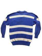 Load image into Gallery viewer, VTG Pull By Herald Shirt Adult 3 Blue White Striped Collared Knitted Polo Mens