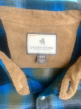 Load image into Gallery viewer, Legendary Whitetails Shirt Adult 4XT Blue Black Plaid Flannel Button Up Mens