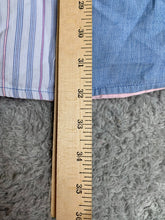 Load image into Gallery viewer, NERO Jeans Shirt Adult 2X Blue Button Up Mismatch Striped 2 Sided Casual Mens