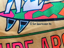 Load image into Gallery viewer, VTG Surf Outlaw Shirt Adult Large Yellow Surfing Around The World 80s 90s Mens