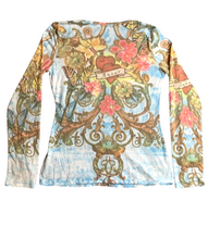 Load image into Gallery viewer, SPY Shirt Womens Medium Colorful Ladies Rhinestone Embellished Boho AOP Flower