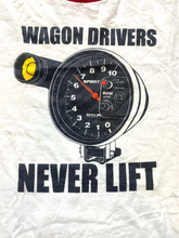 Load image into Gallery viewer, Wagons Of Steel Racing Shirt Adult Medium Wagon Drivers Never Lift Ringer Mens